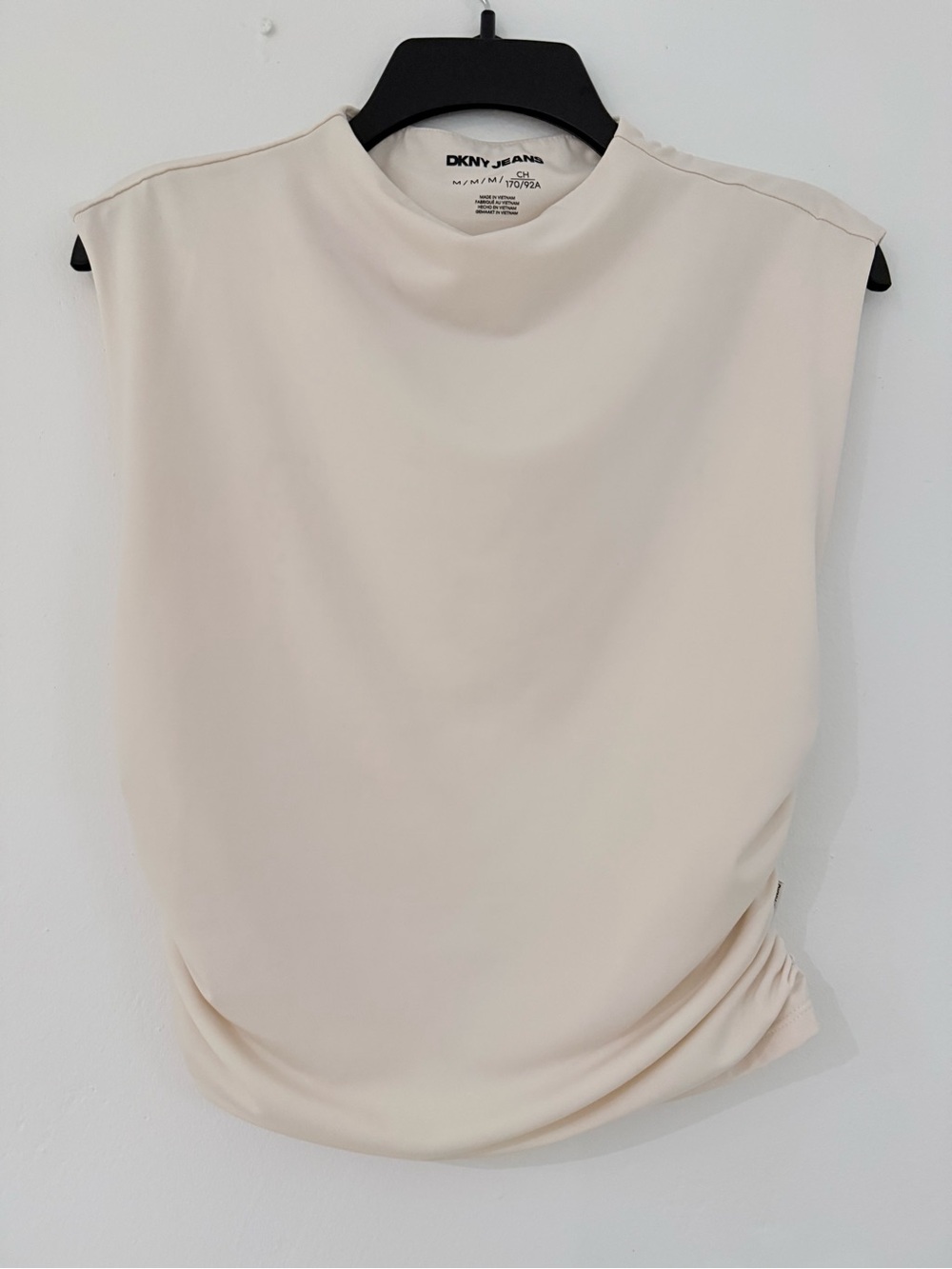 DKNY Cream Sleeveless Mock Neck Tank